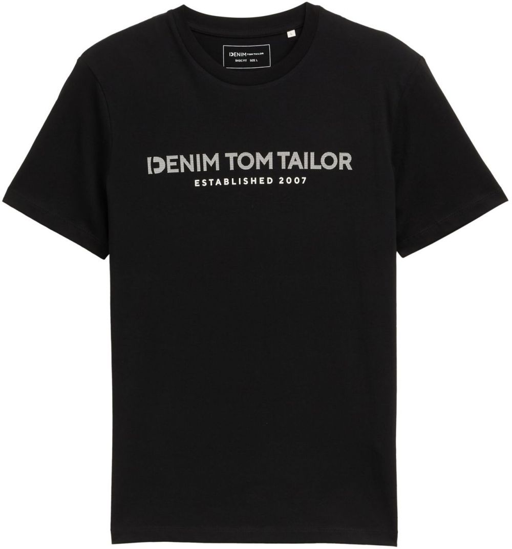 TOM TAILOR DENIM Tričko  svetlosivá / čierna / biela
