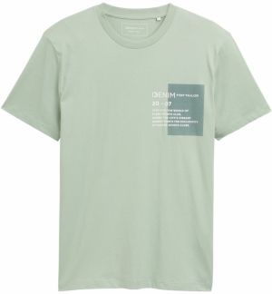TOM TAILOR DENIM Tričko  pastelovo zelená / čierna / biela
