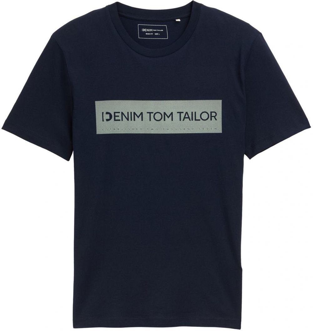 TOM TAILOR DENIM Tričko  námornícka modrá / sivá melírovaná