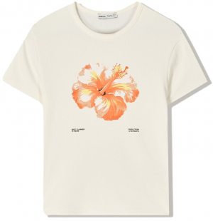 Bershka Tričko  nebielená / žltá / oranžová / staroružová