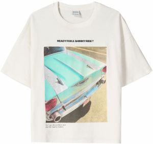 Bershka Tričko  vodová / kapučíno / čierna / šedobiela