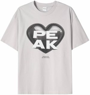 Bershka Tričko 'PEAK'  sivá / tmavosivá / čierna / šedobiela