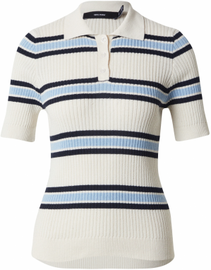 VERO MODA Tričko 'VMDAISY'  krémová / svetlomodrá / čierna