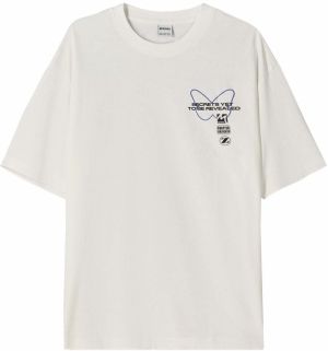 Bershka Tričko  kobaltovomodrá / čierna / šedobiela