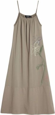 Desigual Šaty  krémová / modrá / kaki