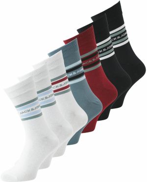 JACK & JONES Ponožky 'JACLedger'  modrosivá / rubínová / čierna / biela
