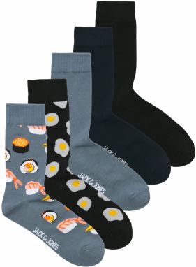 JACK & JONES Ponožky 'JACTRAY'  modrosivá / tmavomodrá / oranžová / čierna