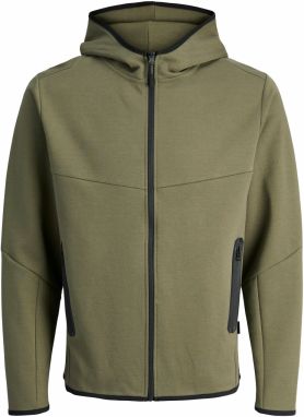 JACK & JONES Tepláková bunda 'JCOFUSION'  olivová / čierna