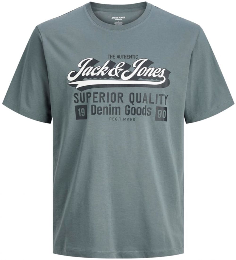 JACK & JONES Tričko  tmavozelená / čierna / šedobiela