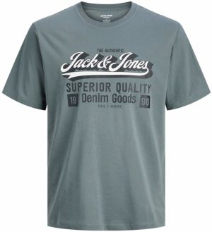 JACK & JONES Tričko  tmavozelená / čierna / šedobiela
