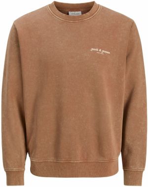 JACK & JONES Mikina 'JJEDover'  svetlohnedá / biela