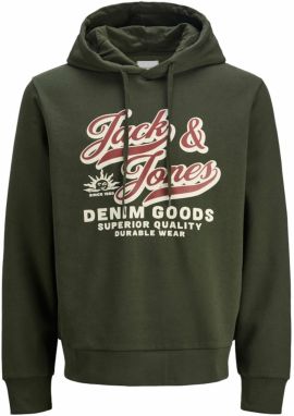 JACK & JONES Mikina  béžová / tmavozelená / červená