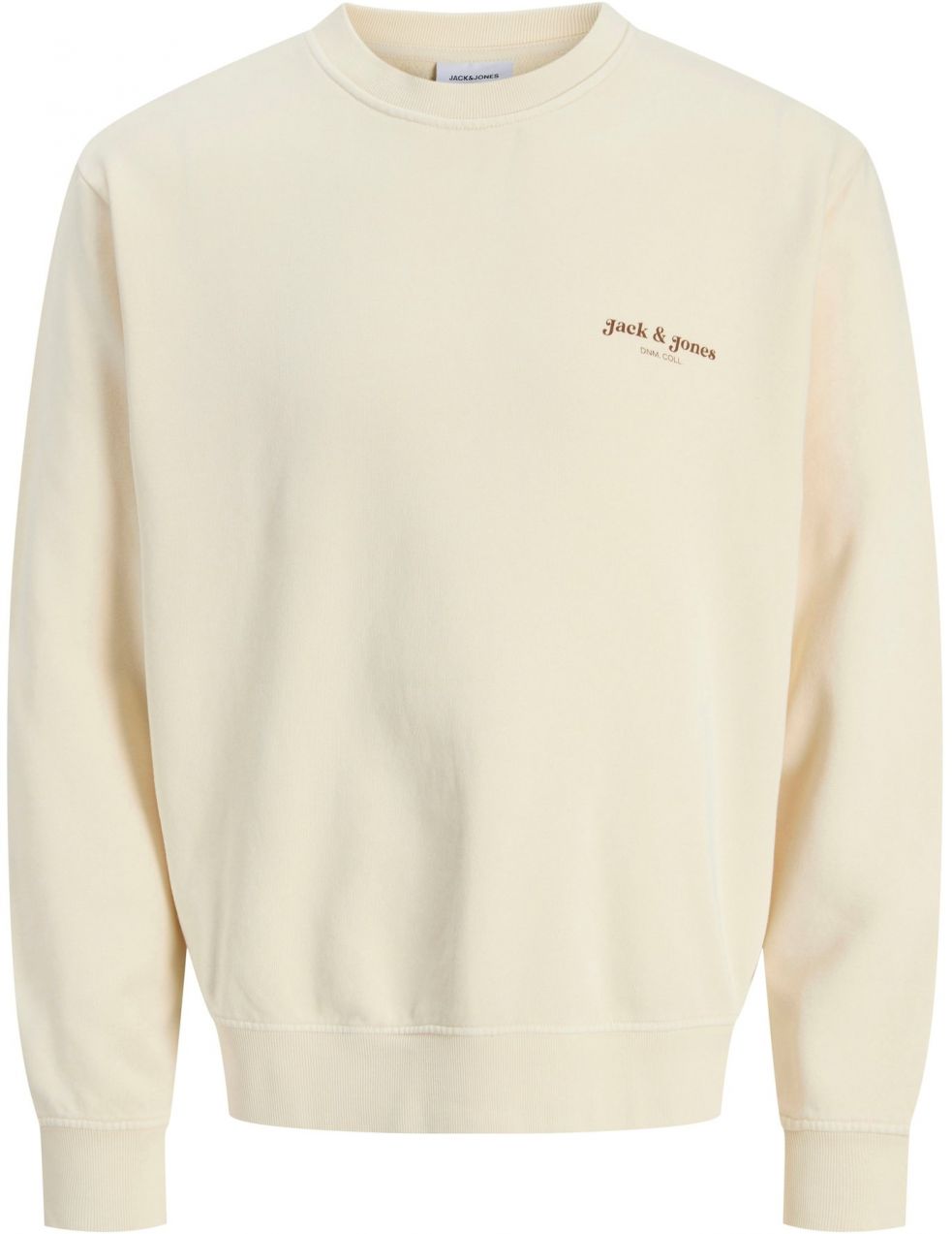 JACK & JONES Mikina 'JJEDover'  hnedá / biela ako vlna