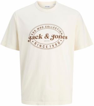 JACK & JONES Tričko 'JJEDover'  hnedá / biela