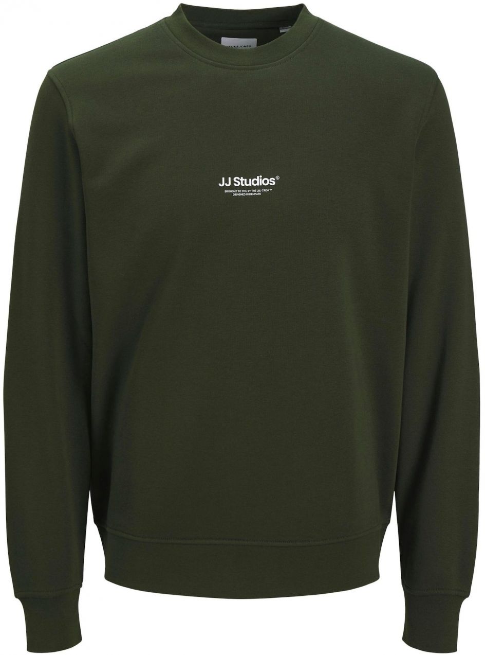 JACK & JONES Mikina 'JJESOHO'  tmavozelená / biela
