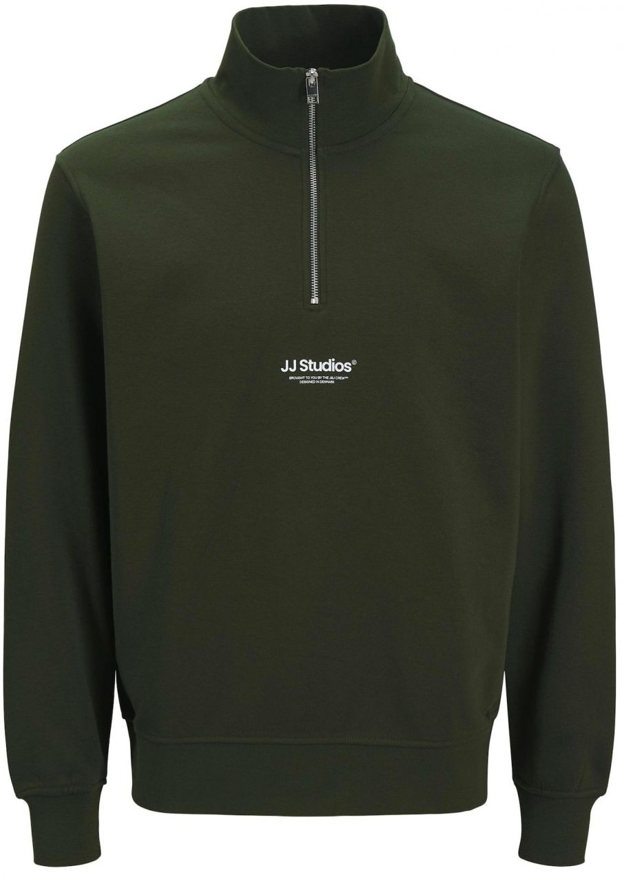 JACK & JONES Mikina 'JJESoho'  jedľová / biela