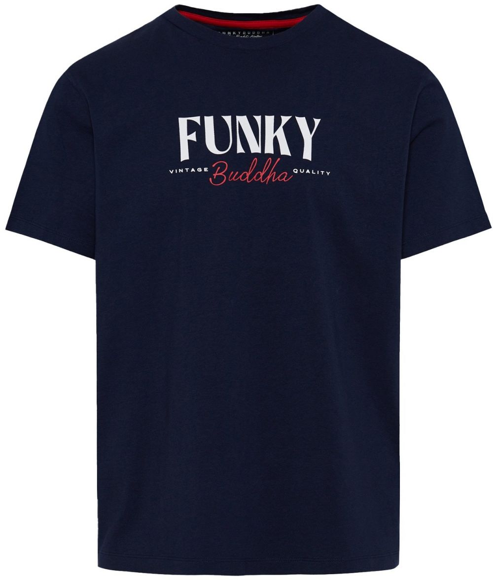 Funky Buddha Tričko  námornícka modrá / tmavočervená / biela