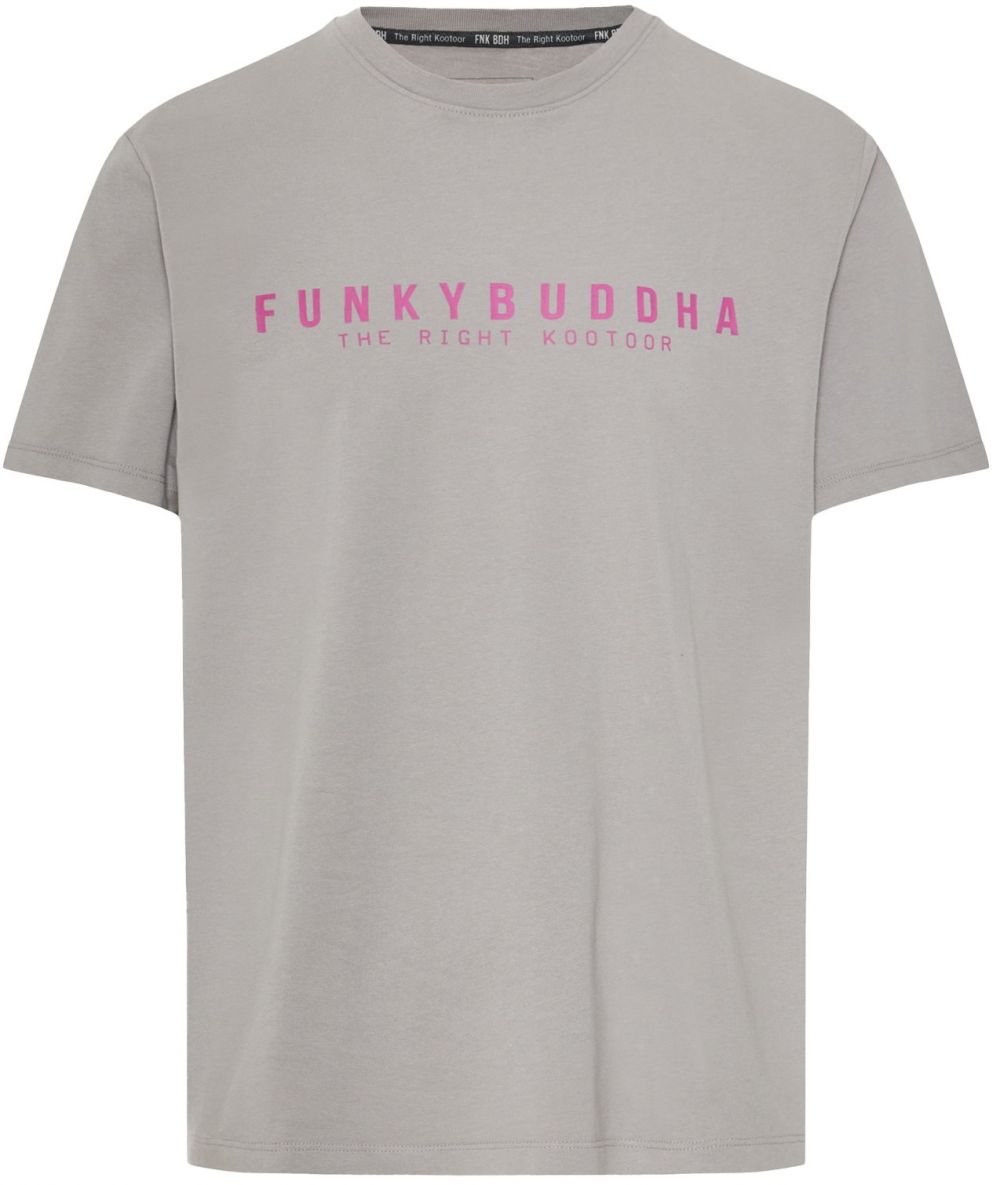 Funky Buddha Tričko  svetlosivá / purpurová
