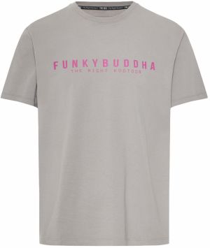 Funky Buddha Tričko  svetlosivá / purpurová
