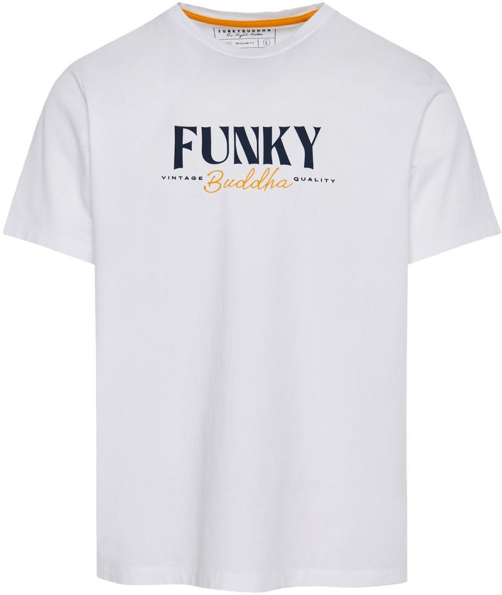 Funky Buddha Tričko  tmavomodrá / zlatá žltá / biela