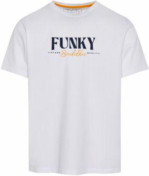 Funky Buddha Tričko  tmavomodrá / zlatá žltá / biela