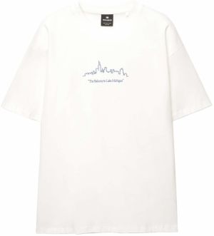Pull&Bear Tričko 'CHICAGO'  zafírová / biela