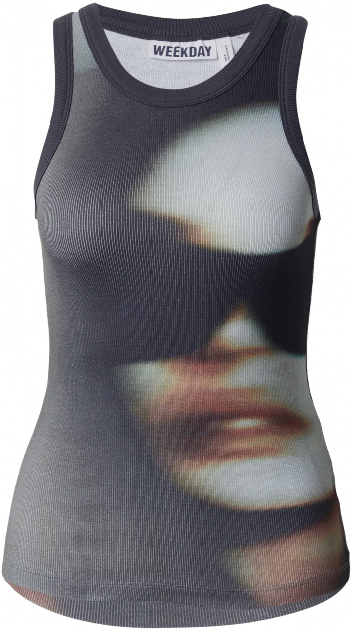 WEEKDAY Top  pueblo / antracitová / čierna / šedobiela