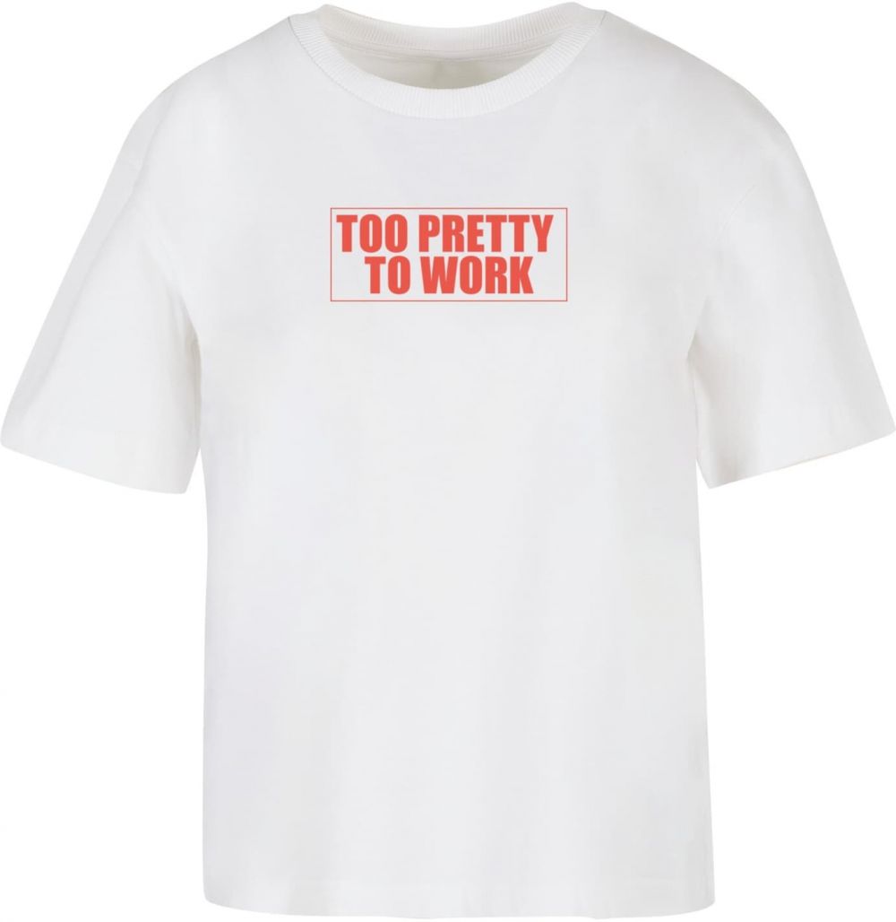 Miss Tee Tričko 'Too Pretty To Work'  červená / biela