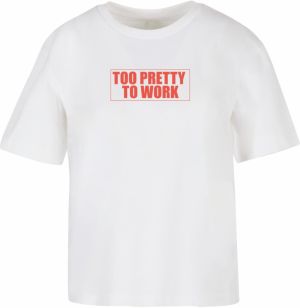 Miss Tee Tričko 'Too Pretty To Work'  červená / biela