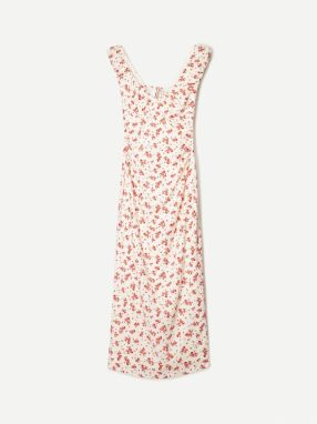 Bershka Letné šaty  zelená / červená / pastelovo červená / biela