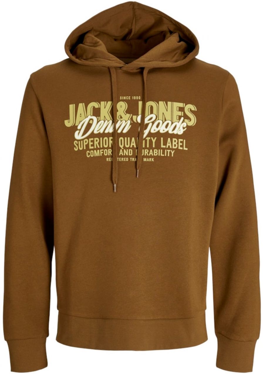 JACK & JONES Mikina  hnedá / kiwi / biela