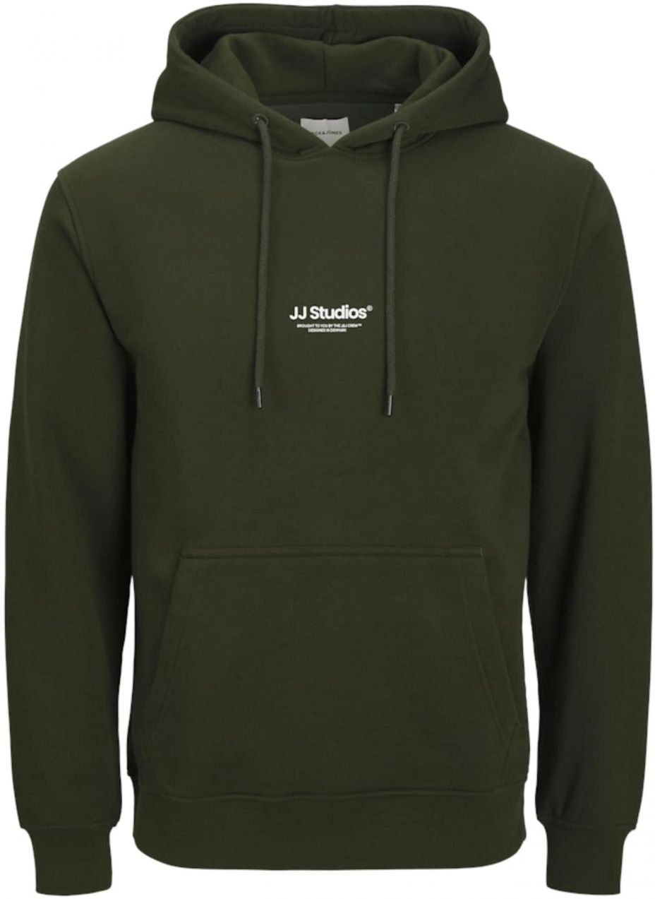 JACK & JONES Mikina  tmavozelená / biela