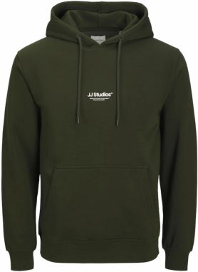 JACK & JONES Mikina  tmavozelená / biela