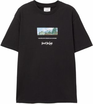 Pull&Bear Tričko 'VAN GOGH'  svetlomodrá / hnedá / čierna / biela
