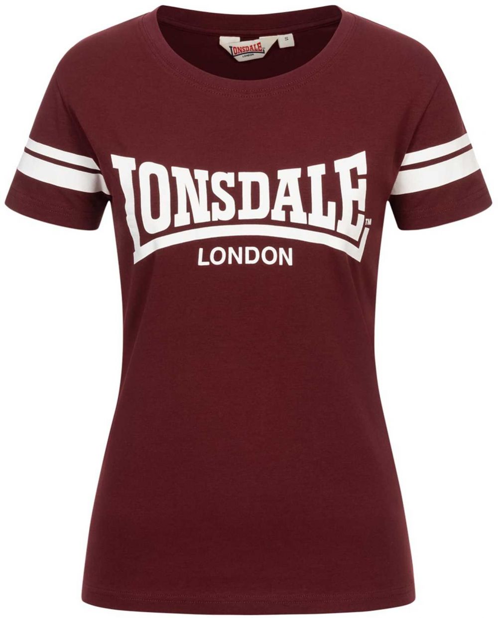 LONSDALE Tričko  vínovo červená / biela