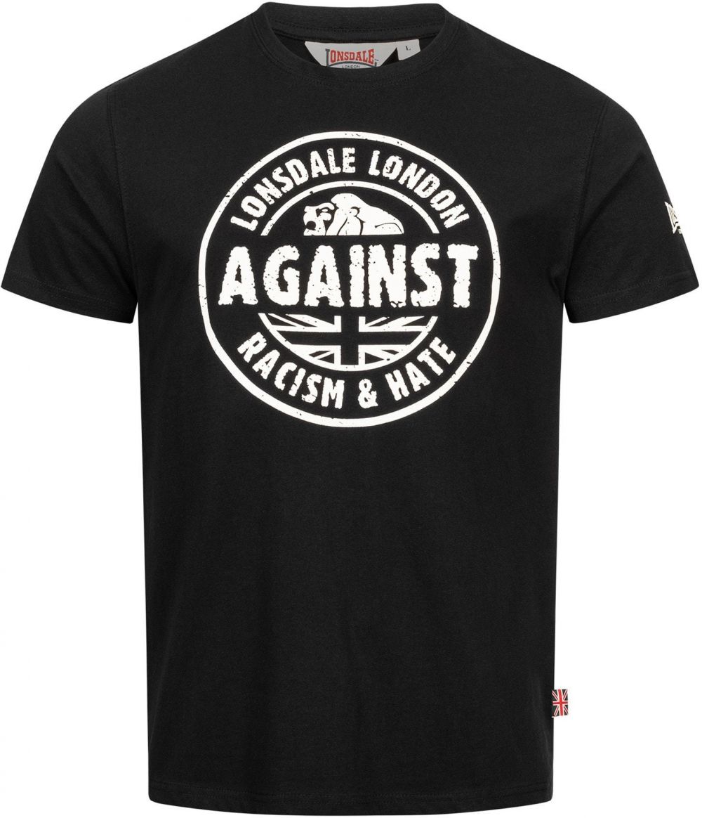LONSDALE Tričko 'Against Racism'  čierna / biela