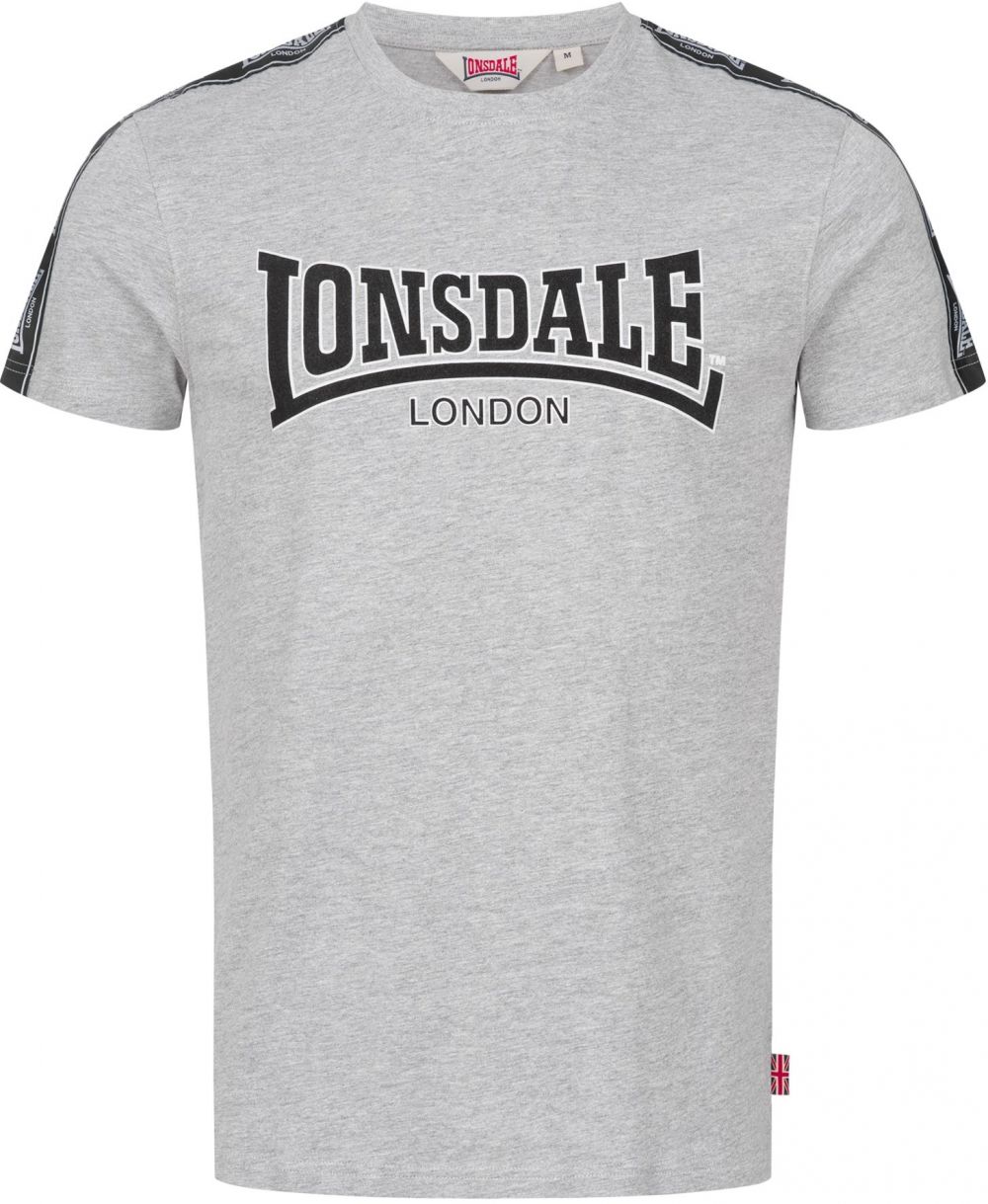 LONSDALE Tričko 'Vementry'  sivá melírovaná / čierna / biela
