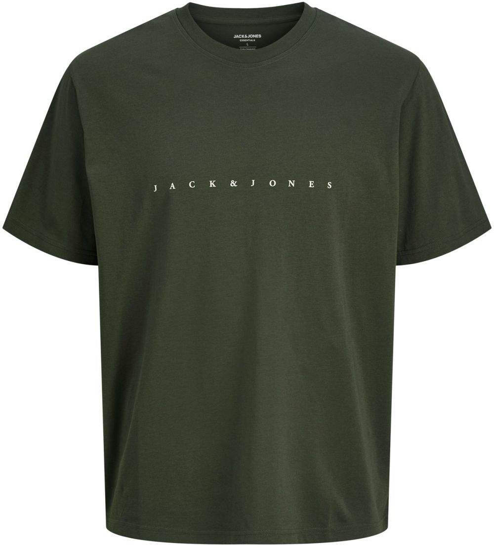 JACK & JONES Tričko 'JJEStar'  tmavozelená / biela