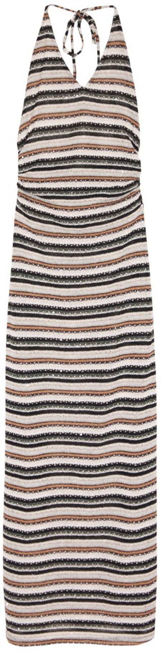 Pull&Bear Pletené šaty  nebielená / tmavozelená / oranžová / čierna