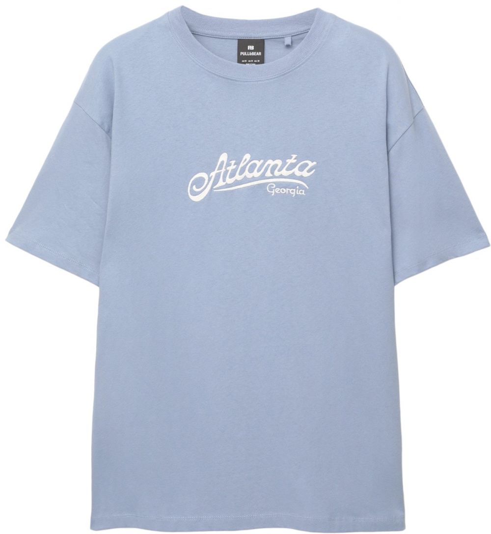 Pull&Bear Tričko 'ATLANTA'  čadičová / biela