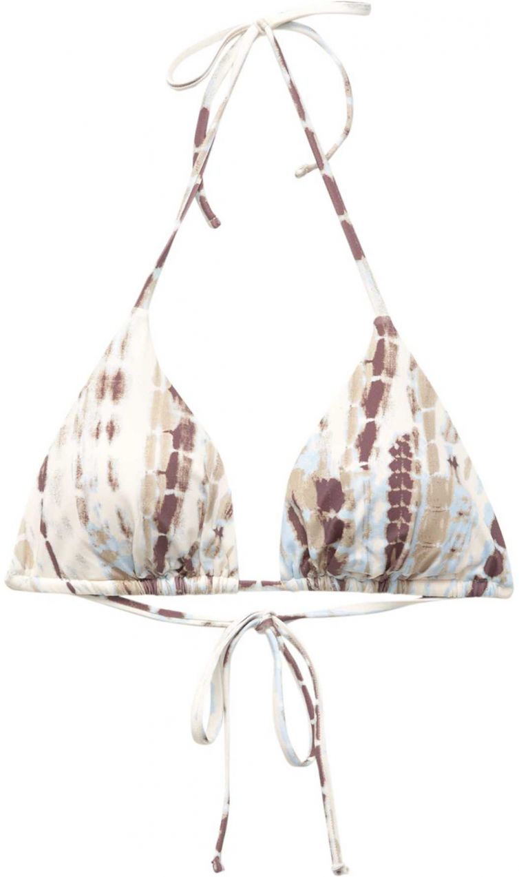 Pull&Bear Bikinový top  béžová / svetlomodrá / tmavohnedá