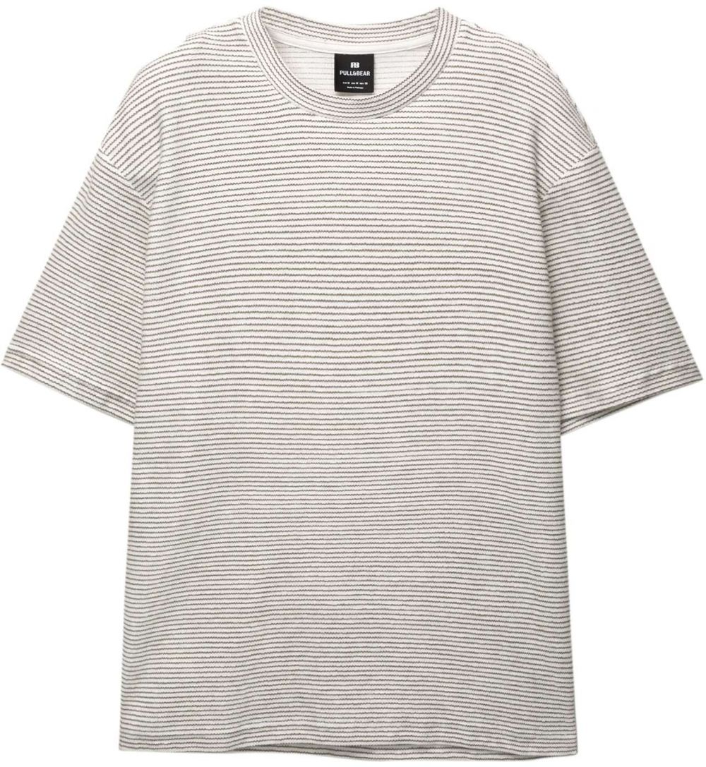 Pull&Bear Tričko  hnedá / šedobiela