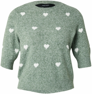 VERO MODA Sveter 'VMDOFFY INTARSIA'  tmavozelená / biela