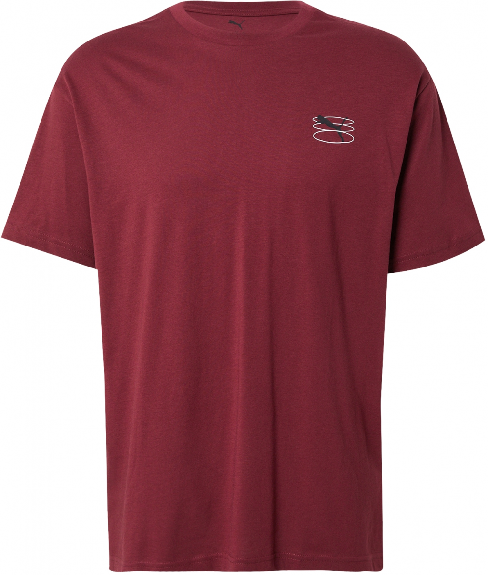 PUMA Funkčné tričko  burgundská / čierna / biela