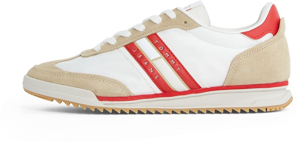 Tommy Jeans Nízke tenisky 'Retro'  tmavobéžová / červená / biela