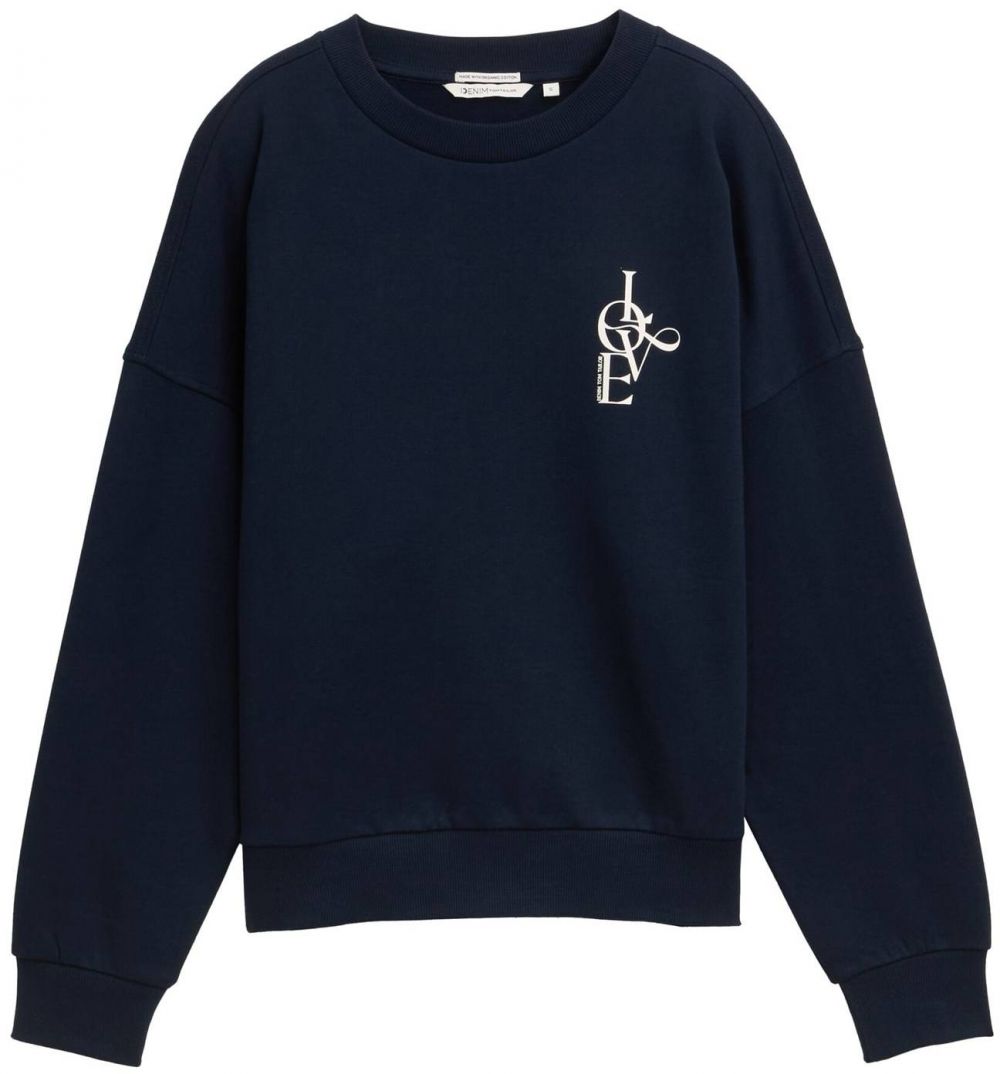 TOM TAILOR DENIM Mikina  námornícka modrá / biela