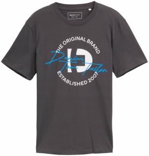 TOM TAILOR DENIM Tričko  tmavošedá / petrolejová / biela