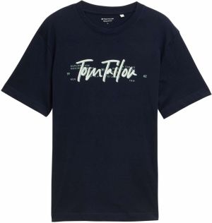 TOM TAILOR Tričko  tmavomodrá / mätová / biela