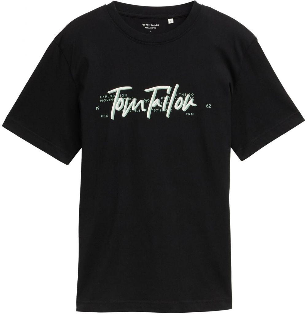 TOM TAILOR Tričko  svetlozelená / čierna / biela