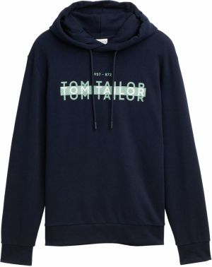 TOM TAILOR Mikina  tmavomodrá / svetlozelená / biela